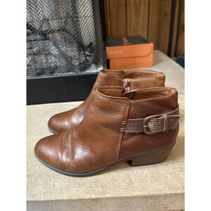 Clarks Womens Addiy Kara Brown Ankle Booties Sz 9 M Western Boots Boho Zipper